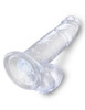 Powerful suction cup base close-up on King Cock Clear 7 inch Dildo demonstrating its strong grip on flat surfaces and harness compatibility