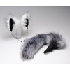 Full layout of Tailz Grey Wolf Tail Anal Plug & Ears Set highlighting the tapered silicone plug, ultra-soft grey wolf tail, and adorable matching ears headband