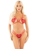 Leg Avenue Heart Applique Open Cup Bra & G-String Panty front view