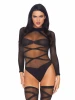 Leg Avenue 2pc Long Sleeved Teddy & Thigh Highs front view