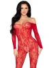 Leg Avenue Lace Lingerie Jumpsuit front view - Red