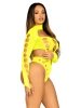 Leg Avenue Cut Out Thong Back Bodysuit side view - Yellow