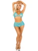 Leg Avenue 2pc Bra Top & Keyhole Back Boyshorts front view - Blue
