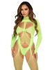 Leg Avenue 2pc Fishnet Suspender Jumpsuit & Layered Opaque Teddy front view