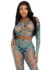 Leg Avenue 2pc Net Crop Top & Footless Tights - Blue