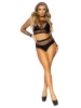 Leg Avenue 2pc Industrial Net Long Sleeved Crop Top & Matching Bottom front view