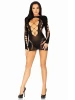 Leg Avenue Cut Mini Dress with Faux Lace-Up Detail - Black
