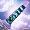 Close-up of overlapping rounded scales on Creature Cocks Eryndor dildo shaft