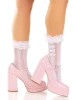 Leg Avenue Lace Ruffle Nylon Anklet with Mini Bow Accents - White
