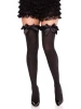 Leg Avenue Lace Garter Sheer Striped Thigh Highs - Black