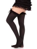 Leg Avenue Lace Garter Sheer Striped Thigh Highs - Black