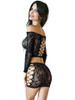 Be Savage Dream Lace Sleeve Skirt Set - Black