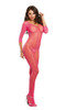 Dreamgirl Fishnet Open Crotch Bodystocking - Neon Pink - One Size