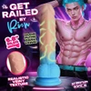 Close-up of glow-in-the-dark lightning veins on K-Pop Idols Rion dildo