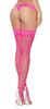 Dreamgirl Fishnet Thigh Highs with Back Seam & Stay-Up Silicone Lace Top - One Size - Pink