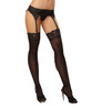 Dreamgirl Sheer Thigh Highs with Lace Top - Black