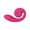 Side view of the SVibe GIZI Lite in Sweet Dragonfruit pink, highlighting the adaptive curved shaft and compact snail-inspired silhouette.