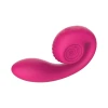 Side view of the SVibe GIZI Lite in Sweet Dragonfruit pink, highlighting the adaptive curved shaft and compact snail-inspired silhouette.