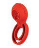 Side view of the red Cockpower Ultimate showing the dual-ring fit and raised stimulator pad.