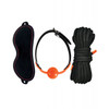 Full Orange Is The New Black Kit #2 laid out: blindfold, ball gag, and rope.