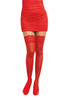 Dreamgirl Sheer Thigh Highs with Silicone Stay-Up Lace Top - Red