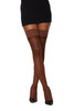 Dreamgirl Sheer Thigh Highs with Silicone Stay-Up Lace Top - Espresso