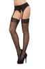 Dreamgirl Fishnet Thigh Highs with Lace Top - Black - One Size