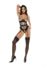 Mapale Nude/Black Garter Bodysuit