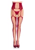 Leg Avenue Faux Lace-Up Stockings with Attached Waist Cincher Garter Belt