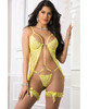 G World 2pc Open Lace Babydoll Teddy & Lace Garters