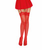 Dreamgirl Fishnet Thigh Highs with Lace Top - Red - One Size