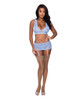 Exposed Bralette, Garter Skirt & G-String - Periwinkle