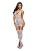 Dreamgirl Floral Stretch Lace Garter Dress & Thigh Highs