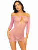 Leg Avenue Seamless Heart Net Mini Dress with Keyhole Tie Front - Pink Leg Avenue Seamless Heart Net Mini Dress with Keyhole Tie Front - Pink