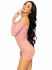 Leg Avenue Seamless Heart Net Mini Dress with Keyhole Tie Front - Pink Leg Avenue Seamless Heart Net Mini Dress with Keyhole Tie Front - Pink