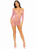 Leg Avenue Seamless Heart Net Mini Dress with Keyhole Tie Front - Pink Leg Avenue Seamless Heart Net Mini Dress with Keyhole Tie Front - Pink