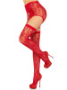 Leg Avenue 2pc Rachel Lace Thigh Highs & Garter Belt - Red Leg Avenue 2pc Rachel Lace Thigh Highs & Garter Belt - Red