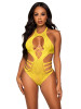 Leg Avenue Lace Cut Out Strappy Bodysuit - Yellow Leg Avenue Lace Cut Out Strappy Bodysuit - Yellow