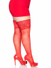 Leg Avenue Spandex Sheer Thigh Highs with 5" Silicone Stay Up Lace Top - Queen Size - Red Leg Avenue Spandex Sheer Thigh Highs with 5" Silicone Stay Up Lace Top - Queen Size - Red