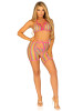 Leg Avenue 3pc Rainbow Net Bikini Top, G-String Panty, & Biker Chaps