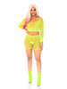 Leg Avenue 2pc Rhinestone Fishnet Crop Top & Biker Shorts - Yellow Leg Avenue 2pc Rhinestone Fishnet Crop Top & Biker Shorts - Yellow