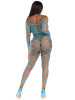 Leg Avenue 2pc Net Crop Top & Footless Tights - Blue Leg Avenue 2pc Net Crop Top & Footless Tights - Blue