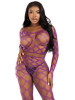 Leg Avenue 2pc Net Crop Top & Footless Tights - Purple Leg Avenue 2pc Net Crop Top & Footless Tights - Purple