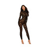 Dreamgirl Gloved Rose Pattern Fishnet Catsuit Bodystocking