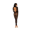 Dreamgirl Gloved Rose Pattern Fishnet Catsuit Bodystocking - One Size