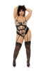 Mapale Nude/Black Garter Bodysuit