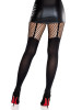 Leg Avenue Opaque Garter Illusion Tights with Net Thigh Detail
