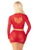 Leg Avenue Rhinestone Crop Top with Heart Keyhole & Mini Skirt - Red Leg Avenue Rhinestone Crop Top with Heart Keyhole & Mini Skirt - Red
