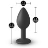 Black Silicone Anal Plug with Purple Gem - Small Black Silicone Anal Plug with Purple Gem - Small