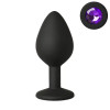 Black Silicone Anal Plug with Purple Gem - Medium Black Silicone Anal Plug with Purple Gem - Medium